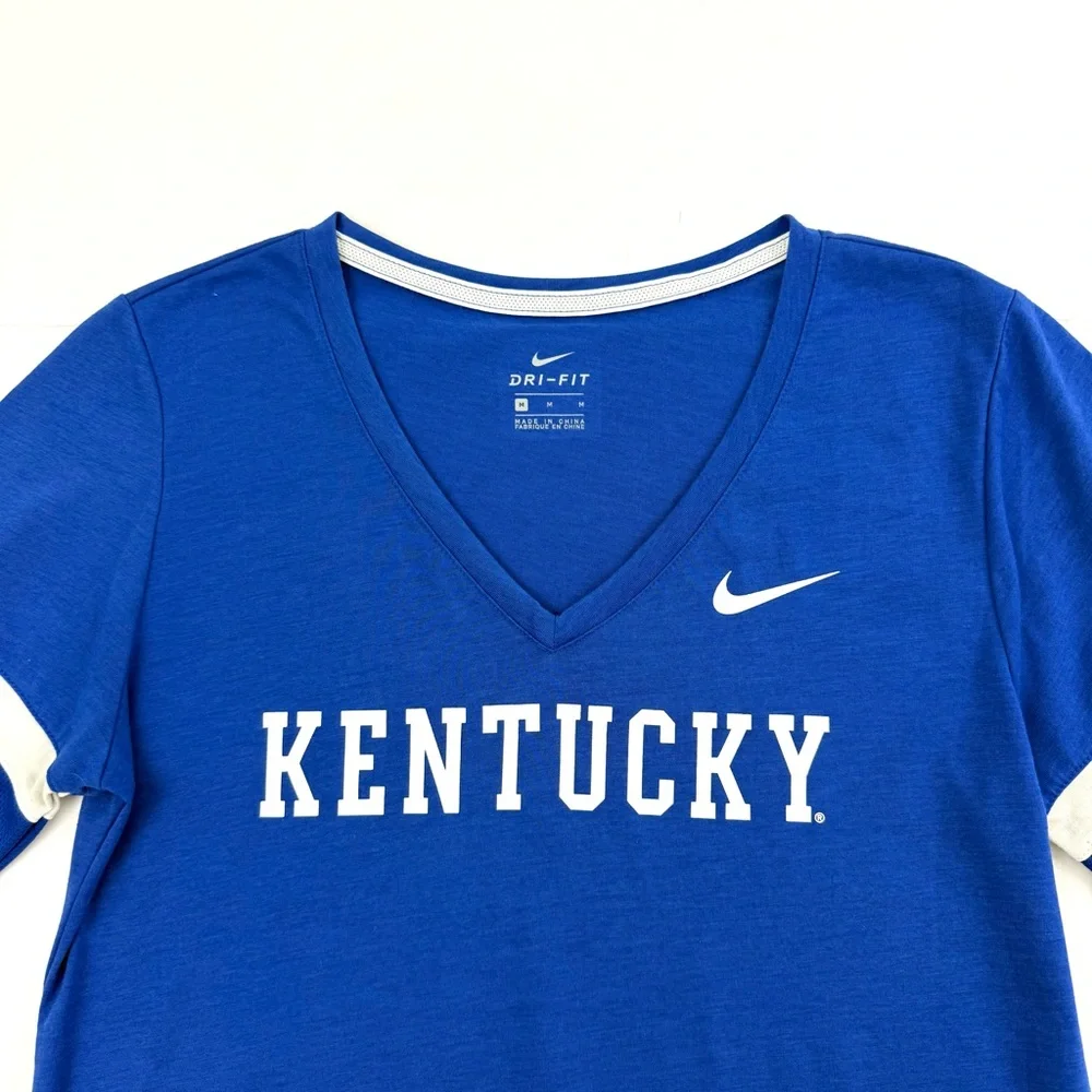 Nike Blue University of Kentucky V-Neck Short Sleeve T-Shirt Logo